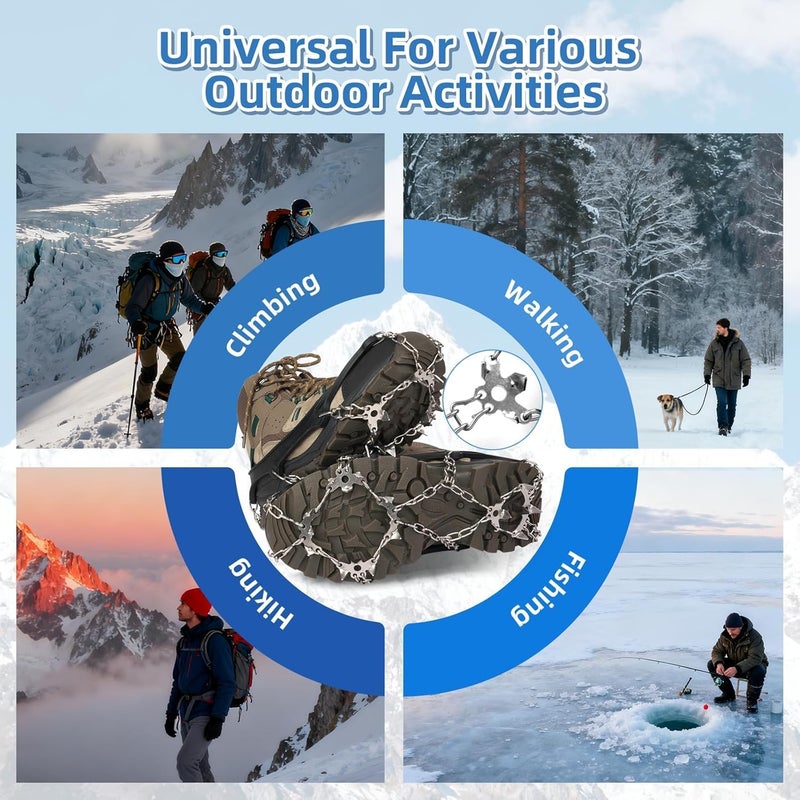 FIMXSD Crampons 19 Stainless Steel Spikes Ice Cleats for Shoes and Boots,Snow Traction Cleats Ice Grips for Hiking, Mountain Climbing,Walking,Fishing for Men & Women - Image 5